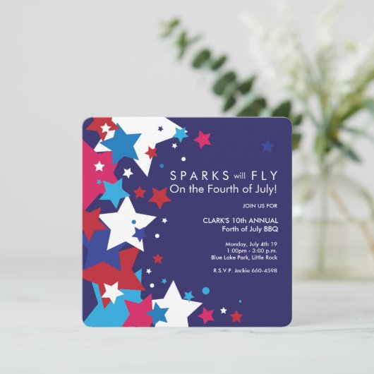 Einladungen | Sparks fliegen am 4. Juli (Stehend Vorderseite)