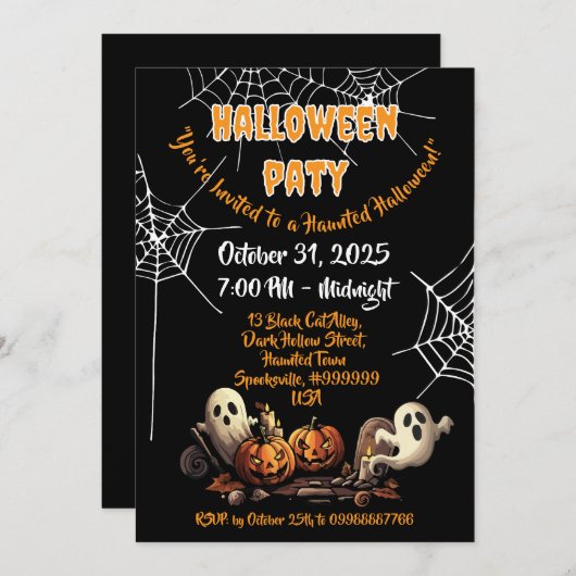 👻 Einladungen Spuk Hauses 🎃 🕷️ (Vorne/Hinten)