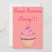 Einladungen von 16 . Geburtstag - Hübsch rosa (Rückseite)