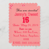 Einladungen von 16 . Geburtstag - Hübsch rosa (Vorne/Hinten)