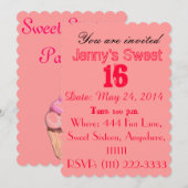 Einladungen von 16 . Geburtstag - Hübsch rosa (Vorne/Hinten)