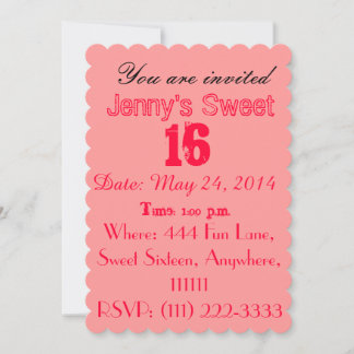 Einladungen von 16 . Geburtstag - Hübsch rosa
