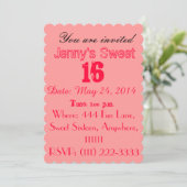 Einladungen von 16 . Geburtstag - Hübsch rosa (Stehend Vorderseite)