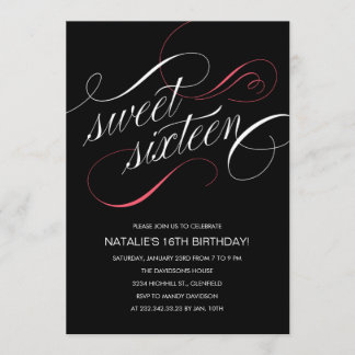 Einladungen von Black Designer 16 . Geburtstag