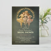 Einladungen von Brautparty Vintagen Mädchen (Stehend Vorderseite)