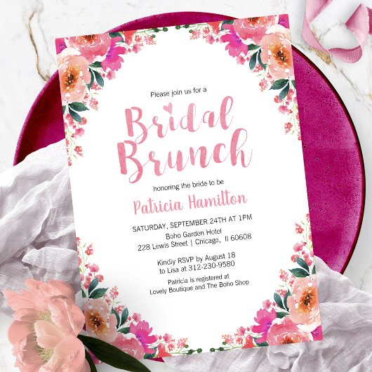 Einladungen von Bridal Brunch Hot Pink Blume