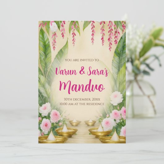 Einladungen von Digital Mandap Mahurat Mandvo (Stehend Vorderseite)