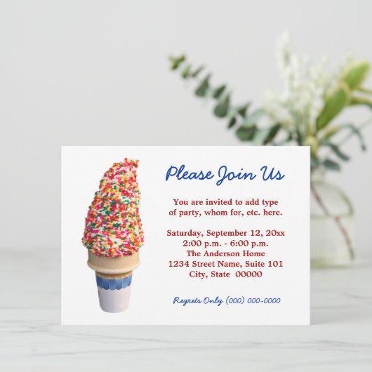 Einladungen von Eiscreme (Stehend Vorderseite)