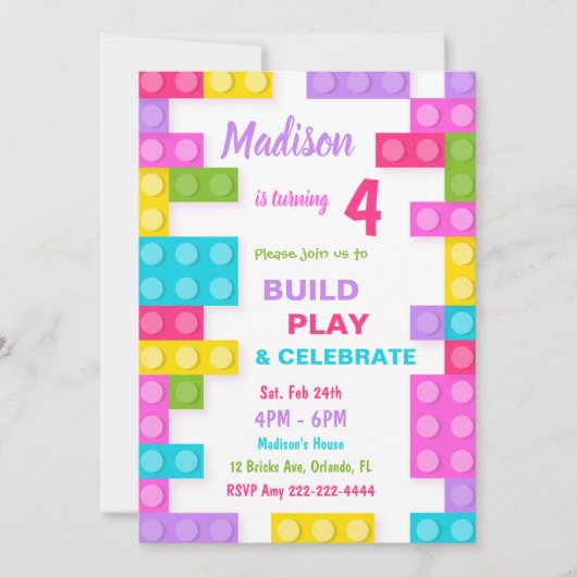 Einladungen von Gebäude-Steinen, Einladungen block (Vorderseite)