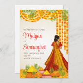 Einladungen von Haldi & Pithi Einladungen Maiyan (Vorne/Hinten)