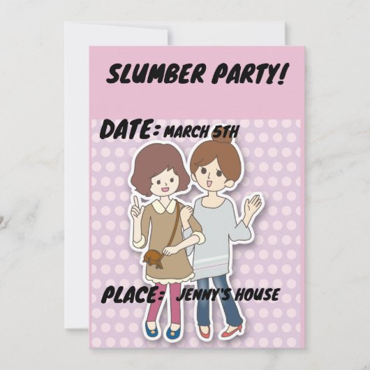 EINLADUNGEN VON MÄDCHEN DER BURTSTAGEN VON SLUMBER (Vorderseite)