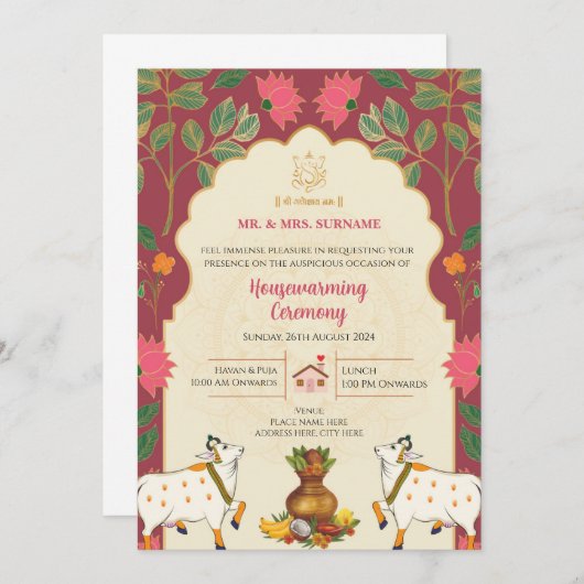 Einladungen von Pichwai Lotus Housewarming (Vorne/Hinten)