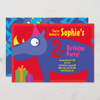 Einladungen von Rhino Animal Kid zu Geburtstagspar