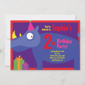 Einladungen von Rhino Animal Kid zu Geburtstagspar (Vorderseite)