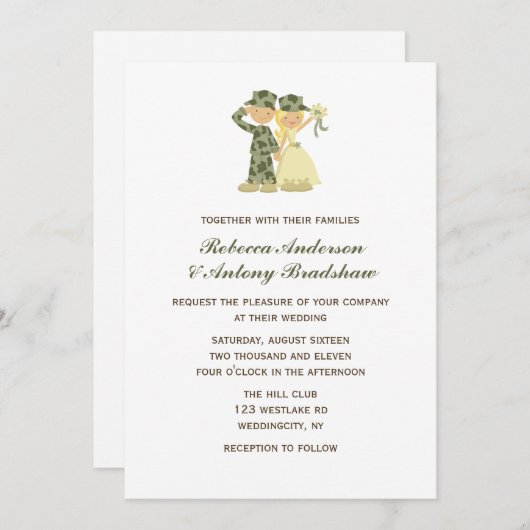 Einladungen von Soldaten und Braut zu Hochzeiten (Vorne/Hinten)