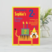 Einladungen von Tiger Animal Kid zu Geburtstagspar (Stehend Vorderseite)