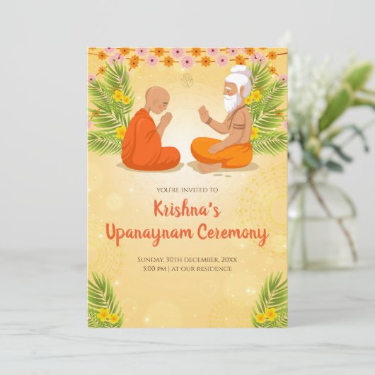 Einladungen von Upanayanam & Thread-Zeremonie (Stehend Vorderseite)