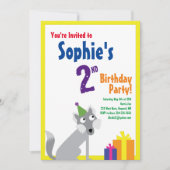 Einladungen von Wolf Animal Kid zur Geburtstagspar (Vorderseite)