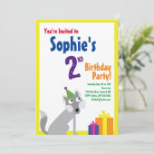 Einladungen von Wolf Animal Kid zur Geburtstagspar (Stehend Vorderseite)