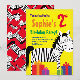 Einladungen von Zebra Animal Kid zu Geburtstagspar