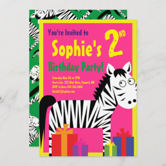 Einladungen von Zebra Animal Kid zu Geburtstagspar