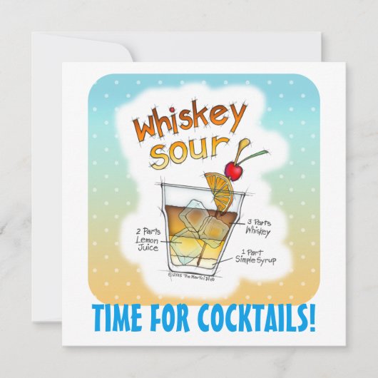 EINLADUNGEN - WHISKEY SOUR RECIPE COCKTAIL ART (Vorderseite)