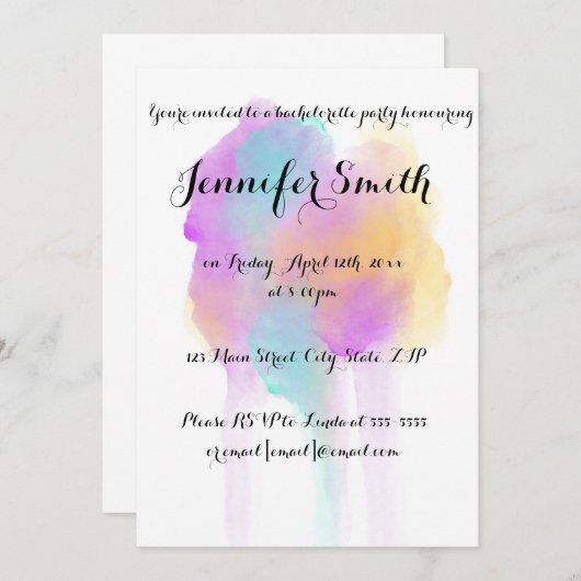 Einladungen zu Aquarellfarben-Junggeselinnen-Absch (Vorne/Hinten)