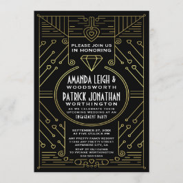 Einladungen zu Art Deco Vintag Gold Engagement Par