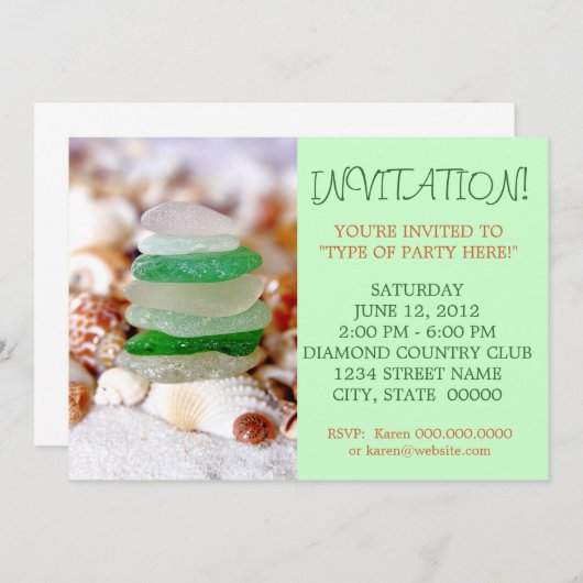 Einladungen zu Beach Glass & Seashells (Vorne/Hinten)