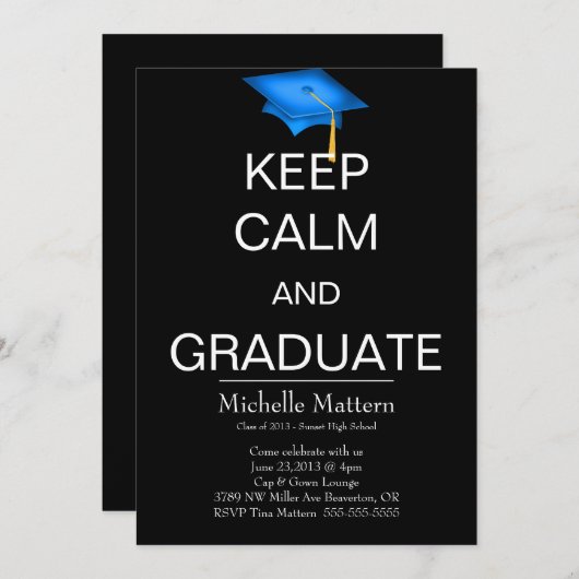 Einladungen zu Beruhigung und Abitur Behalten (Vorne/Hinten)