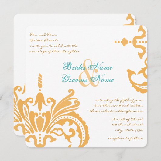 Einladungen zu Bienenwachs und Blue Curacao Floral (Vorne/Hinten)