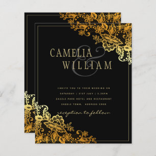 Einladungen zu Black Gold Lace Hochzeiten