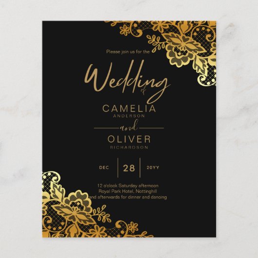 Einladungen zu Black Gold Lace Hochzeiten Flyer (Vorne)