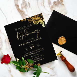 Einladungen zu Black Gold Lace Hochzeiten Flyer