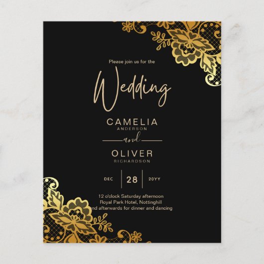 Einladungen zu Black Gold Lace Hochzeiten Flyer (Vorne)