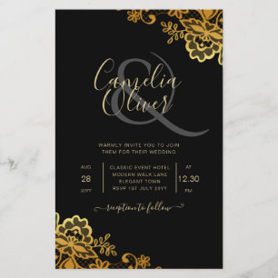 Einladungen zu Black Gold Lace Hochzeiten Flyer