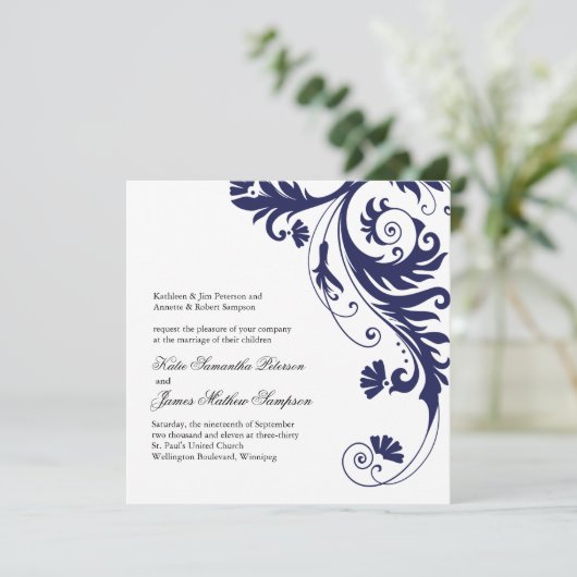 Einladungen zu Blauen Hochzeiten (Stehend Vorderseite)