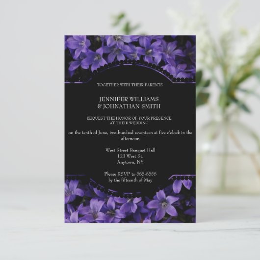 Einladungen zu Bloral Black Wedding (Stehend Vorderseite)