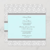 Einladungen zu Blue Gray Damask Engagement Party (Vorne/Hinten)