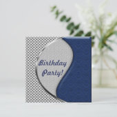 Einladungen zu Blue und Silver Birthday Party (Stehend Vorderseite)