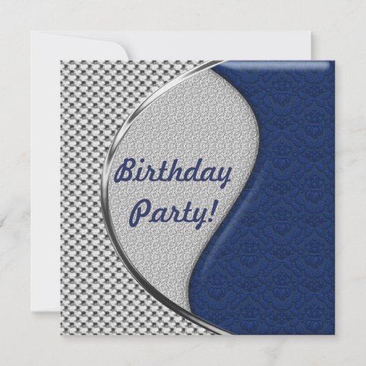 Einladungen zu Blue und Silver Birthday Party (Vorderseite)