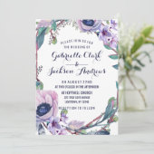 Einladungen zu Boho Feather & Floral Wreath (Stehend Vorderseite)