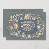 Einladungen zu Botanischen Hochzeiten der Rustikal (Vorne/Hinten)