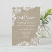 Einladungen zu Burlap- und Floral Lace Bridal (Stehend Vorderseite)