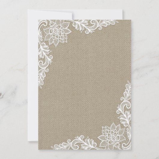 Einladungen zu Burlap- und Floral Lace Bridal (Rückseite)
