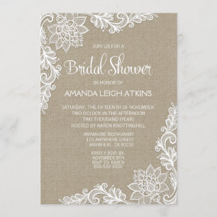Einladungen zu Burlap- und Floral Lace Bridal