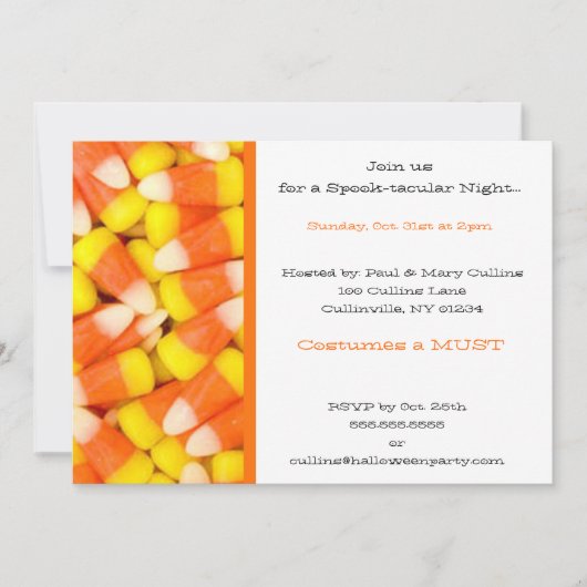 Einladungen zu Candy Corn Halloween-Party (Vorderseite)