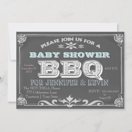 Einladungen zu Chalkboard Baby Shower GRILLEN (Vorderseite)