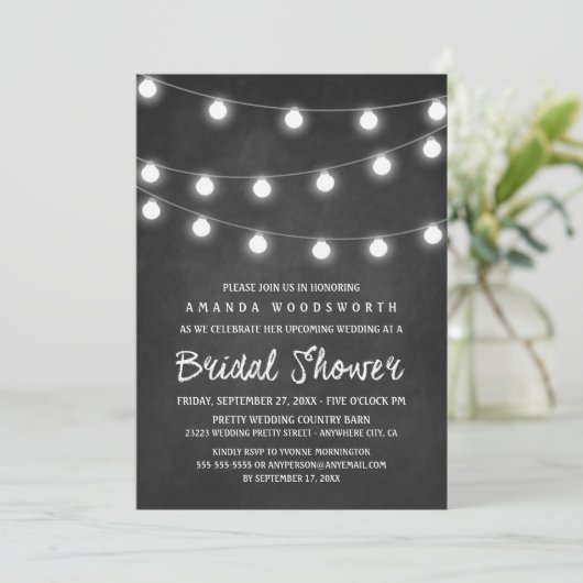 Einladungen zu Chalkboard und Lights Bridal Dusche (Stehend Vorderseite)