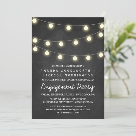 Einladungen zu Chalkboard- und Lights-Engagement (Stehend Vorderseite)